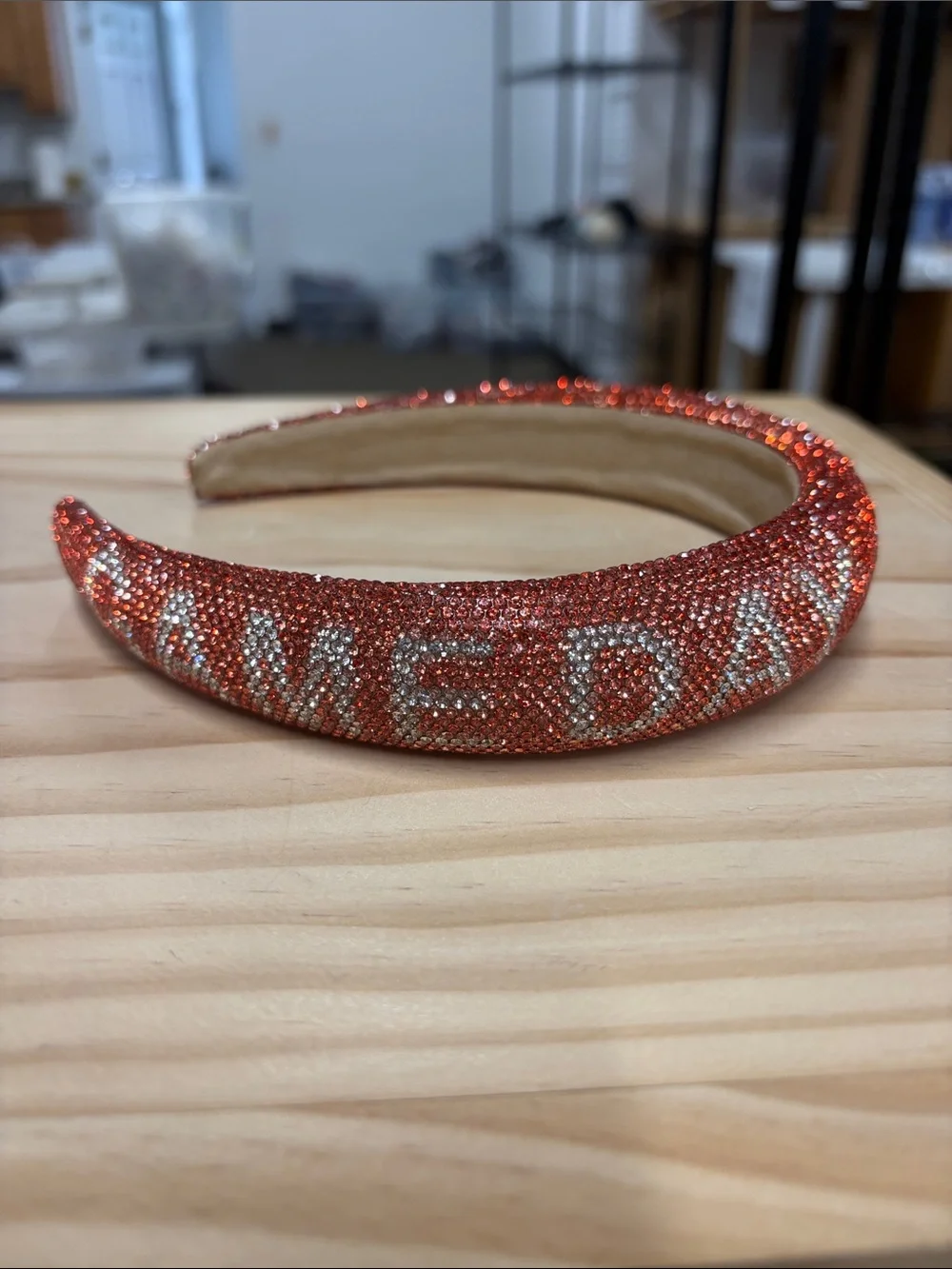 Padded Crystal Headband in Sparkling Orange